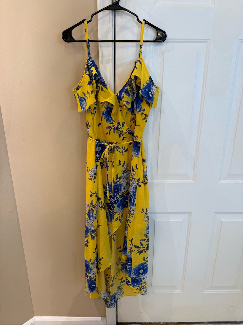 BCX Yellow Floral High-Low Spaghetti Strap Dress